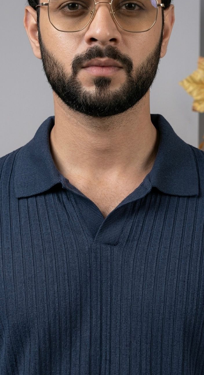 Navy Zara Knit Polo