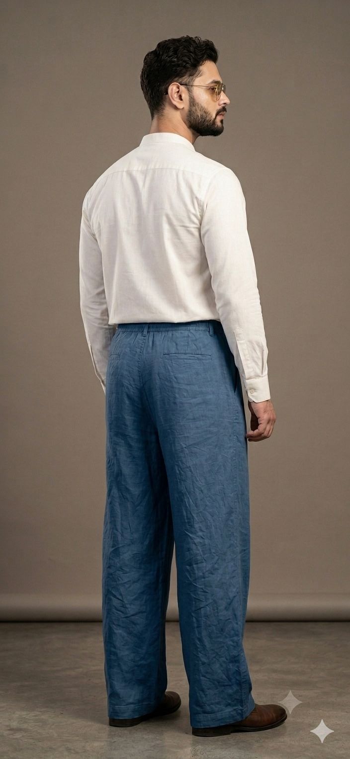 Chamray Blue (Zara) Wide Leg Linen Trouser
