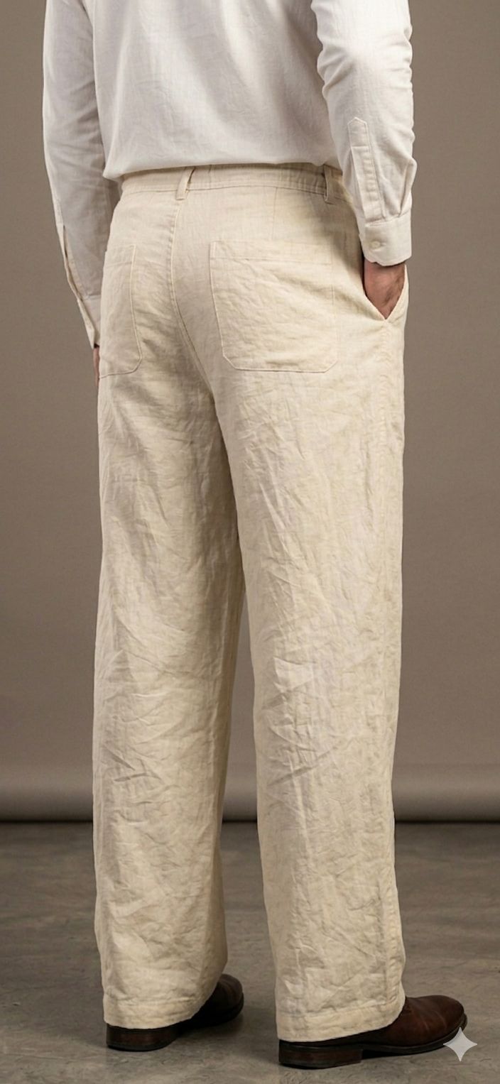 Beige (Zara) Wide Leg Linen Trouser