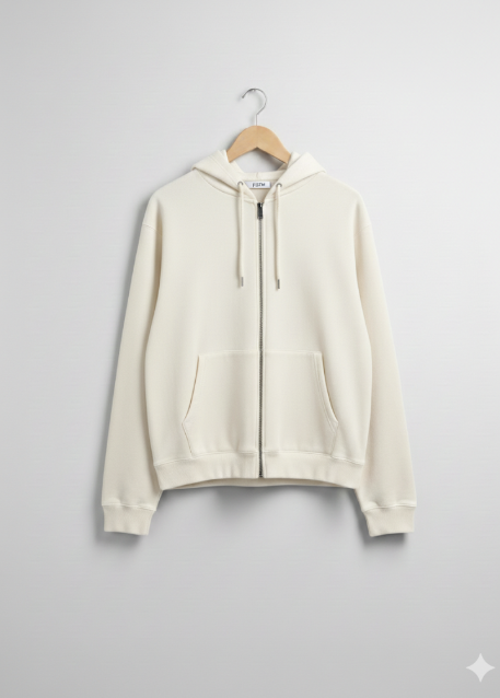 Zara Cream Zipper Hoodie