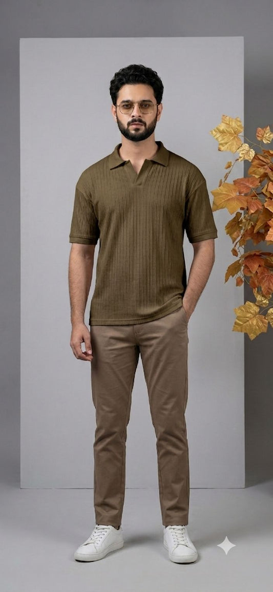 Brown Zara Knit Polo