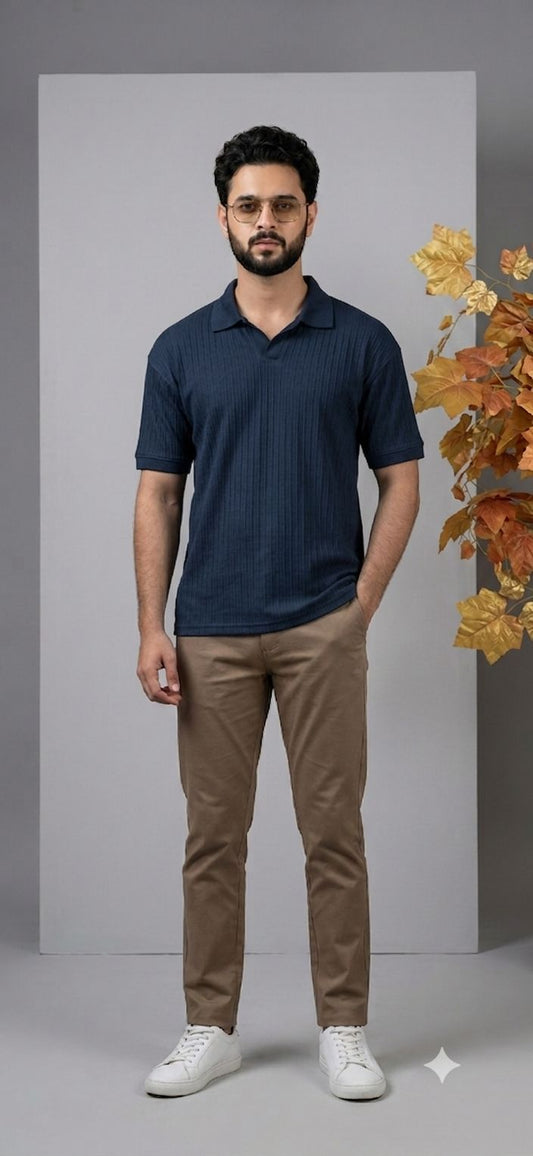 Navy Zara Knit Polo