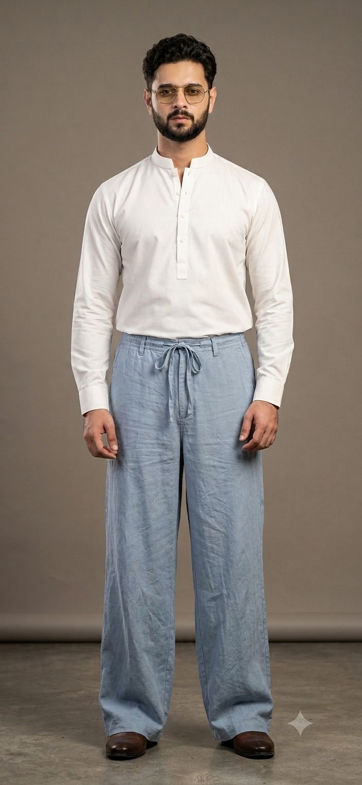 Sky Bue (Zara) Wide Leg Linen Trouser