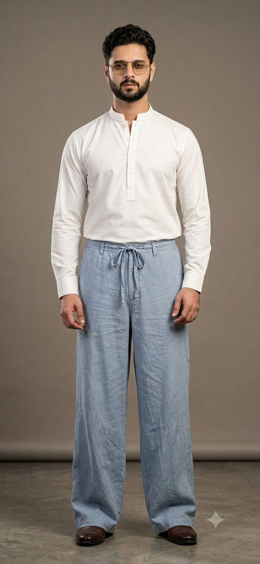 Sky Bue (Zara) Wide Leg Linen Trouser