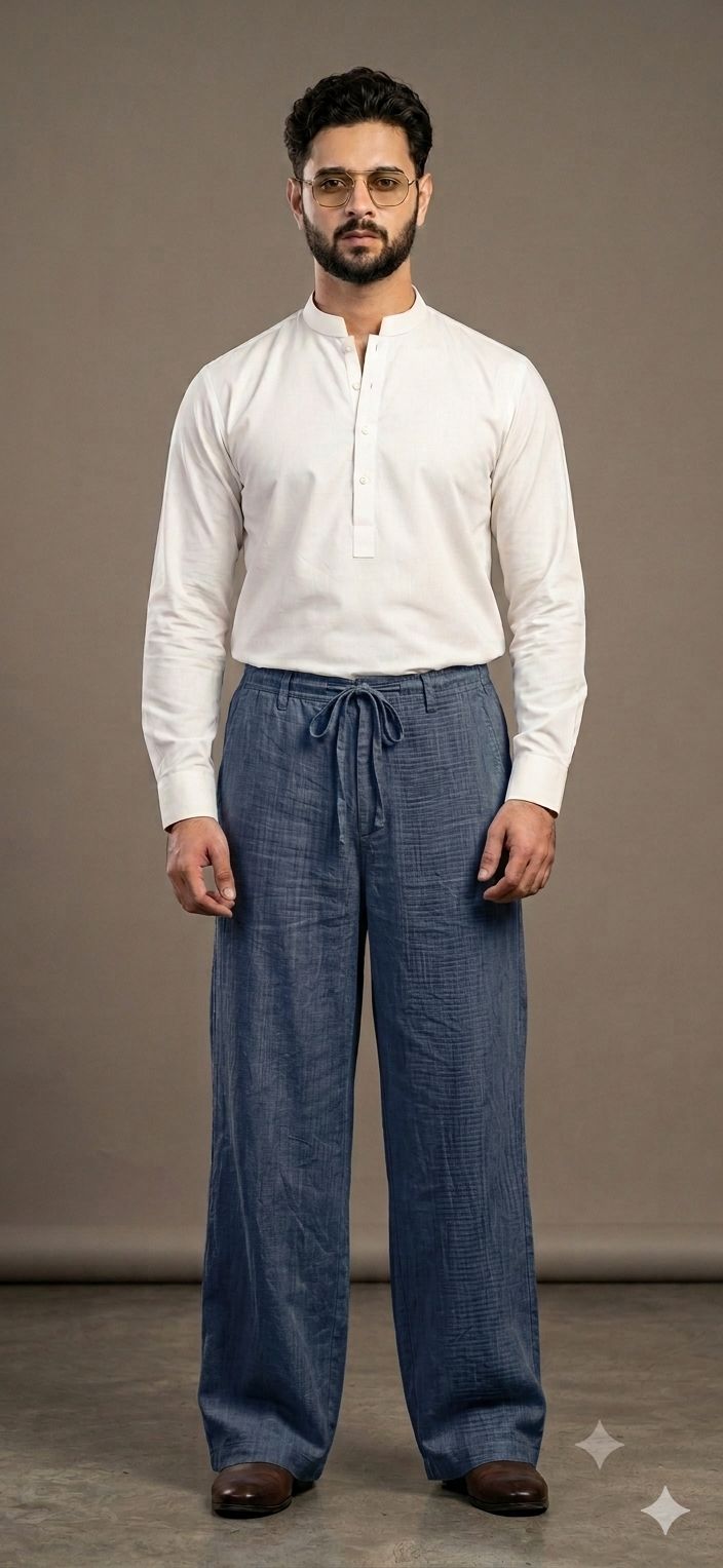 Chamray Blue (Zara) Wide Leg Linen Trouser