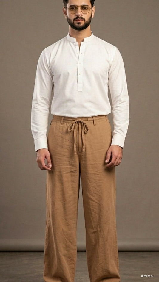 Brown (Zara) Wide Leg Linen Trouser