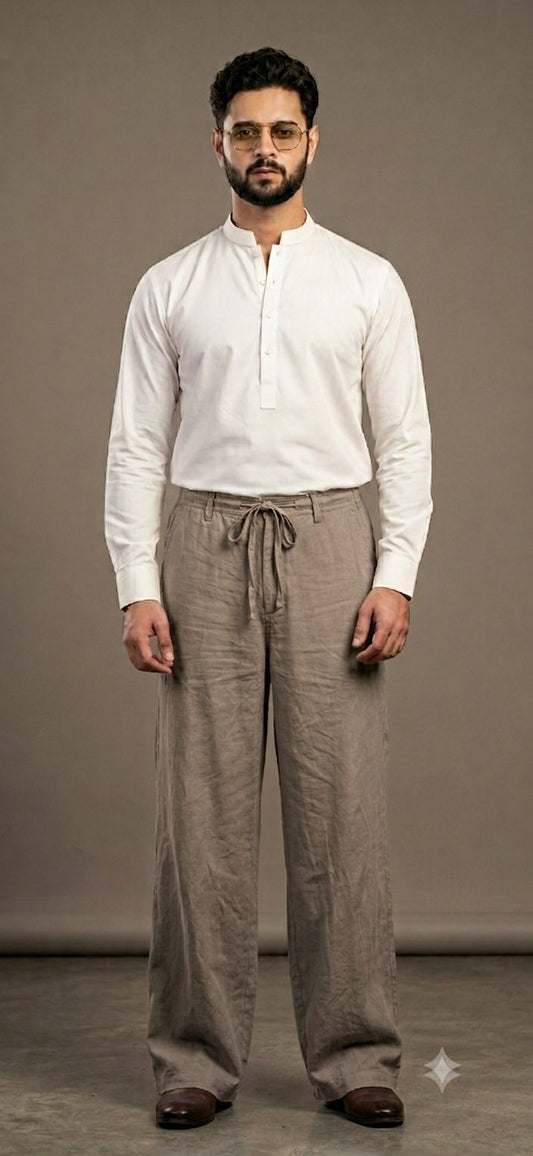 DK Beige (Zara) Wide Leg Linen Trouser